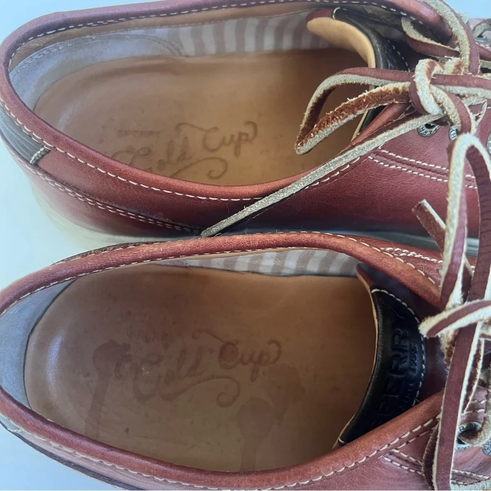 Sperry GOLD CUP 6 eye Sneaker Rich cognac Brown Leather CVO lace up Wave Siping